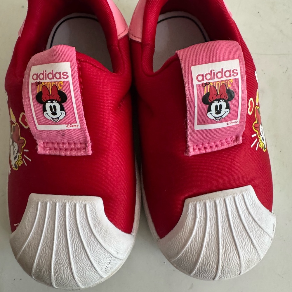 Adidas Red and White Minnie Mouse Sneakers